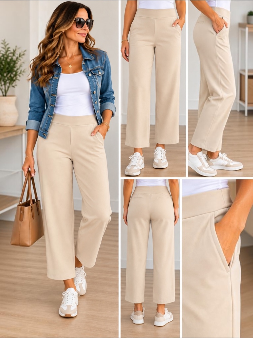 Belle by Kim Gravel ScubaLuxe Pants XL Ivory Cream Pull On Wide Leg Stretch